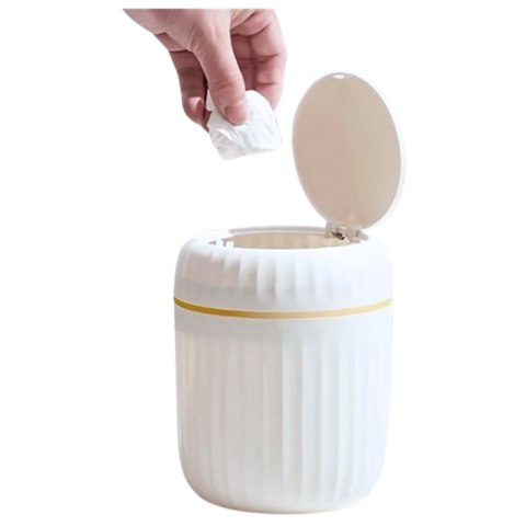 Mini Kosz Na Śmieci Otwierana Pokrywa Uniwersalny Elegancki Biały LEAN