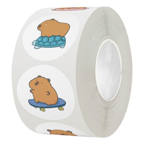 Naklejki Z Kapibarą Taśma Różnorodne Wzory 2,5cm 500szt LEAN