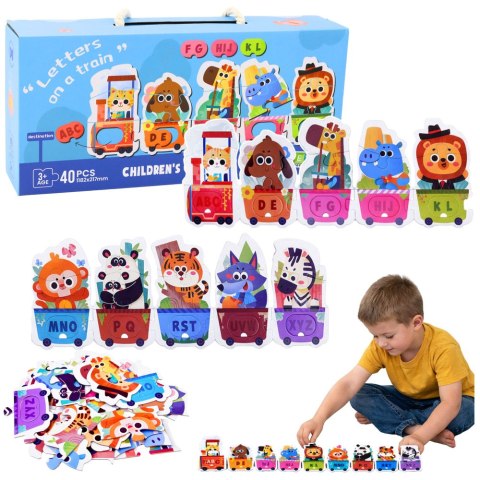 Puzzle Edukacyjne Dla Malucha Alfabet Pociąg Ze Zwierzętami 40 el. LEAN Toys