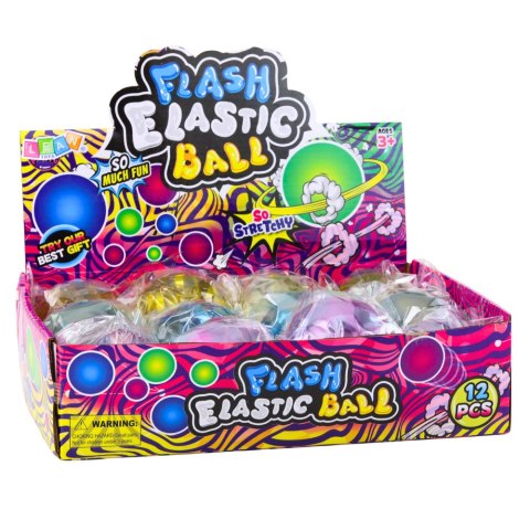 Elastyczna Piłka Do Odbijania Z Kauczuku Konfetti Świeci Mix 7 cm LEAN Toys