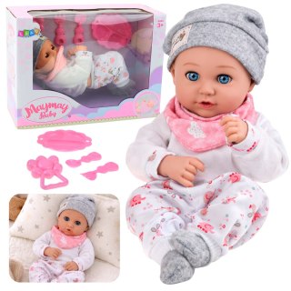 Lalka Bobas Z Akcesoriami Do Karmienia Śliniaczek Czapeczka 28 cm LEAN Toys