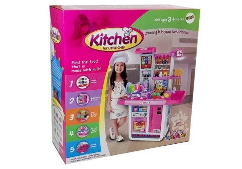 Kuchnia Woda Garnki Artykuły Spożywcze Na Baterie Dźwięk Różowa LEAN Toys
