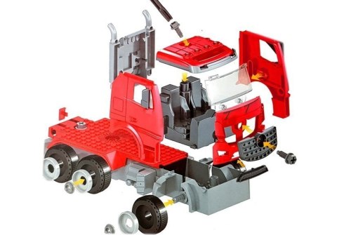 Zestaw DIY Wóz Strażacki 2w1 Wymienne Podnośniki Śrubokręt Dźwięk Efekty Świetlne Kask LEAN Toys