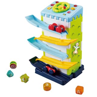 Zjeżdżalnia Blok Tor Edukacyjny z Autkami Sorter Światła Dźwięki LEAN Toys