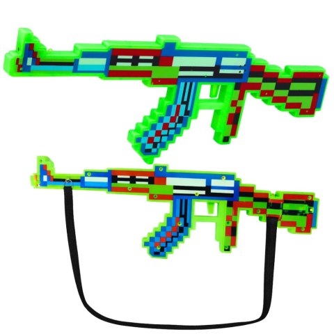 Karabin Pikselowy Broń Światła Dźwięki Laser Zielony 45 cm LEAN TOYS