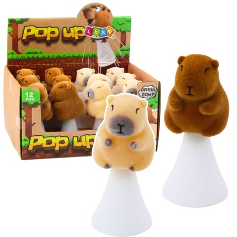 Skacząca Kapibara Na Sprężynie Pop Up Beżowa Brązowa 10cm LEAN TOYS