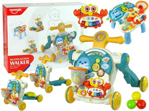 Pchacz 4w1 Stolik Edukacyjny Hulajnoga Rower Dla Dzieci Niebieski LEAN Toys