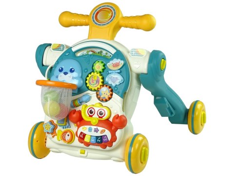 Pchacz 4w1 Stolik Edukacyjny Hulajnoga Rower Dla Dzieci Niebieski LEAN Toys