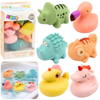Zestaw Gumowe Zwierzątka Edukacyjne Do Kąpieli Zabawy Pastelowe 6 szt. LEAN Toys