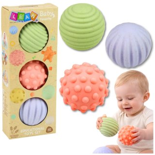 Zestaw Piłeczki Sensoryczne Dla Niemowląt Pastelowe 3 szt 6 cm LEAN TOYS