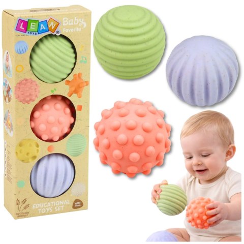 Zestaw Piłeczki Sensoryczne Dla Niemowląt Pastelowe 3 szt 6 cm LEAN TOYS