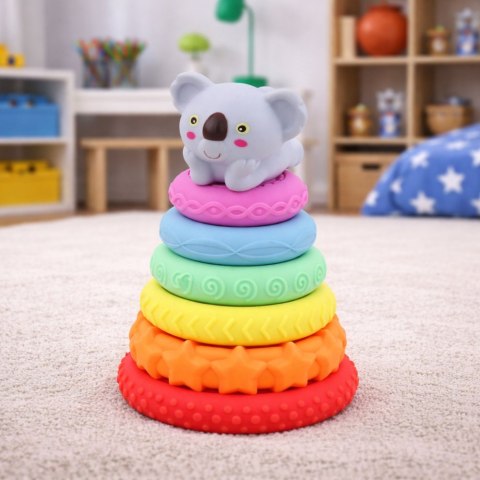 Piramidka Sensoryczna Z Koalą Wieża Edukacyjna Kolorowa 7 el. LEAN Toys