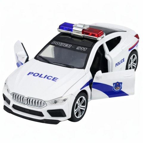 Auto Policyjne Radiowóz Otwierane Drzwi Napęd Światła Dźwięki Biały LEAN Toys