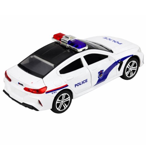 Auto Policyjne Radiowóz Otwierane Drzwi Napęd Światła Dźwięki Biały LEAN Toys