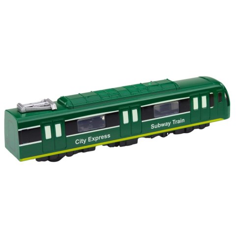Metro Pociąg City Express Otwierane Drzwi Światła Dźwięki Zielony LEAN Toys