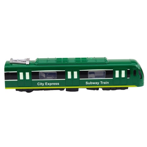 Metro Pociąg City Express Otwierane Drzwi Światła Dźwięki Zielony LEAN Toys