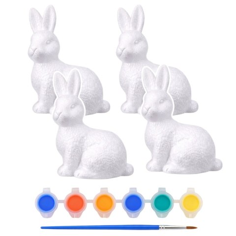 Zajączki Wielkanocne Styropianowe Do Malowania Farbki 4szt LEAN TOYS