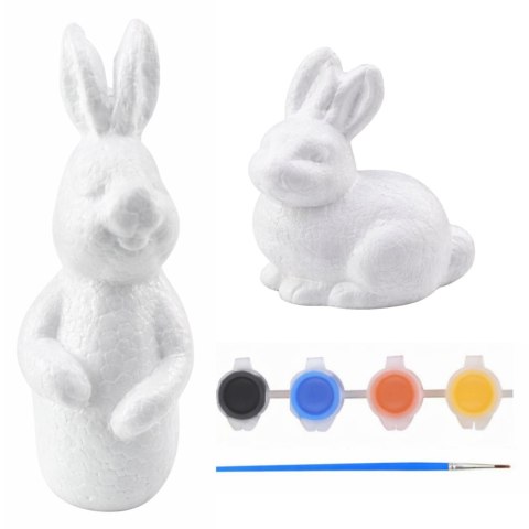 Zestaw Do Malowania Styropianowych Ozdób 4 Zające Farby Pędzelek LEAN TOYS