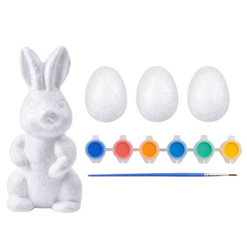 Zestaw Wielkanocny Jajka Styropianowe 3szt Figurka Zająca Farbki LEAN TOYS