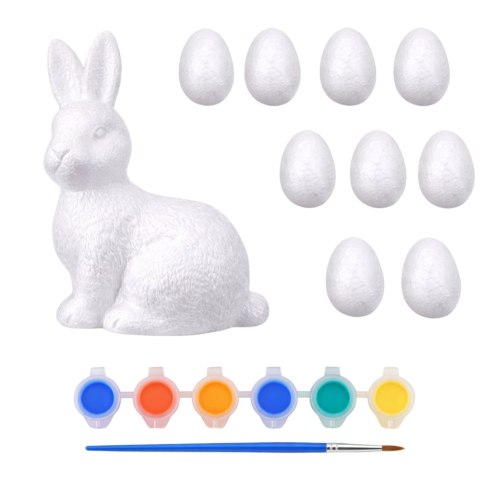 Zestaw Wielkanocny Jajka Styropianowe 9szt Figurka Zająca Farbki LEAN TOYS