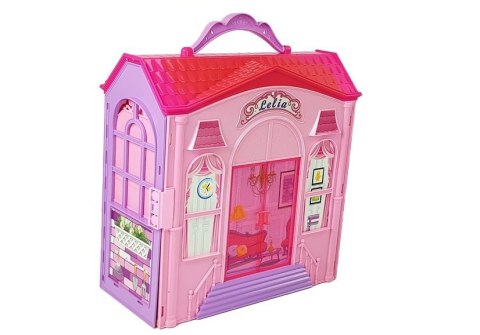 Rozkładany Domek dla Lalek Lalka Blondynka z Akcesoriami Kuchnia Toaleta Sypialnia w Walizce LEAN Toys