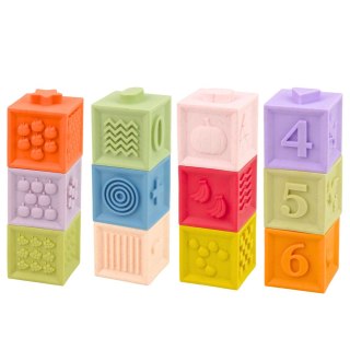 Zestaw Gumowe Klocki Edukacyjne Sensoryczne Cyfry i Faktury 12 el. LEAN Toys