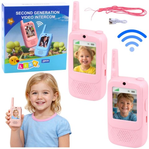Krótkofalówki Dla Dzieci Wideo Rozmowa Nagrywanie Aparat Różowe LEAN Toys