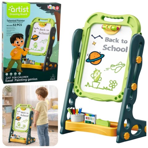 Tablica Dwustronna Magnetyczna Kredowa Suchościeralna Zielona 52 el. LEAN Toys