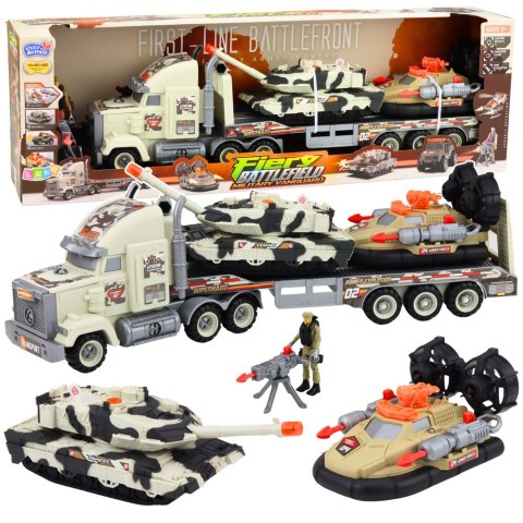 Zestaw Militarny Wojskowy Ciężarówka Czołg Poduszkowiec Żołnierz LEAN Toys