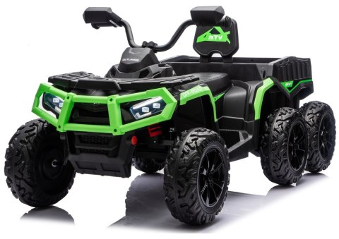 Quad Na Akumulator ATV 6 Kół Z Przyczepką JC606 24V 4x4 Zielony LEAN CARS