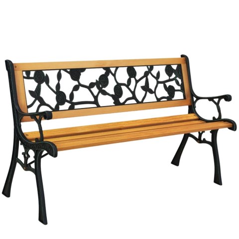 Ławka Ogrodowa Drewniana Metalowa Ławeczka Parkowa Ogrodowa z oparciem LEAN