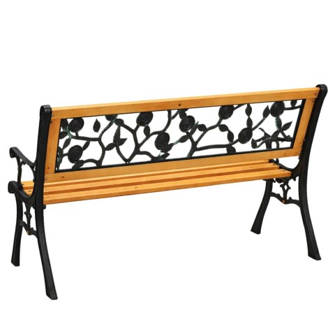 Ławka Ogrodowa Drewniana Metalowa Ławeczka Parkowa Ogrodowa z oparciem LEAN