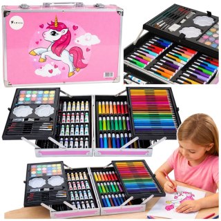 Zestaw Artystyczny Plastyczny Jednorożec Walizka Różowa 150 el. LEAN Toys