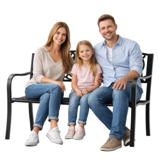 Ławka Ogrodowa Taras Ogród Park Metalowa Oparcie WELCOME Czarna 127 cm LEAN