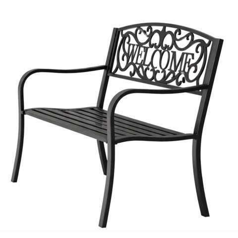 Ławka Ogrodowa Taras Ogród Park Metalowa Oparcie WELCOME Czarna 127 cm LEAN