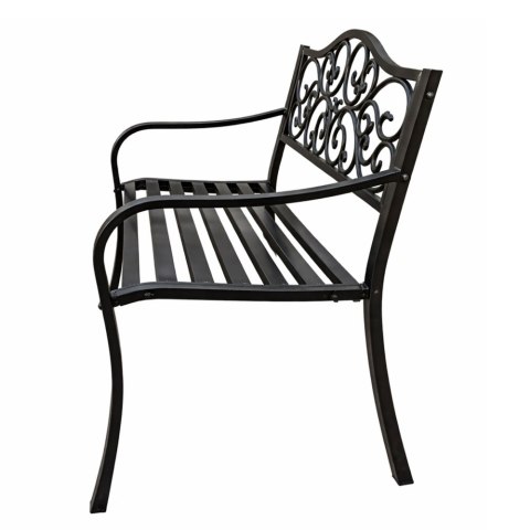 Ławka Ogrodowa Taras Ogród Park Metalowa Oparcie Zdobiona Czarna 127 cm LEAN