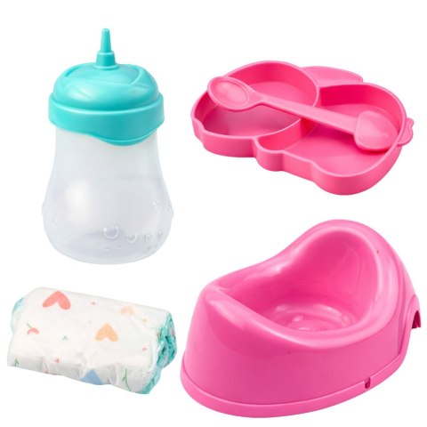Lalka Bobas Siusiająca Akcesoria Pielęgnacyjne Butelka Nocnik 35 cm LEAN Toys
