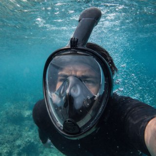 Maska Do Snorkelingu Nurkowania Pełnotwarzowa System AntiFog Czarna L/XL LEAN Toys