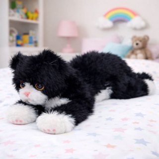 Pluszowa Maskotka Przytulanka Kotek Leżący Biało-Czarny 38 cm LEAN Toys