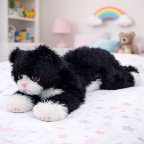 Pluszowa Maskotka Przytulanka Kotek Leżący Biało-Czarny 38 cm LEAN Toys