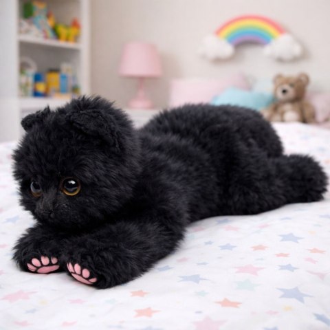 Pluszowa Maskotka Przytulanka Kotek Leżący Czarny 38 cm LEAN Toys