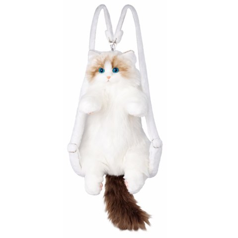 Pluszowy Kot Plecak Maskotka Paski Z Regulacją Silikonowe Łapki Biały 50cm LEAN Toys