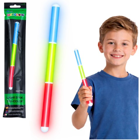 Pałka Trzykolorowa Fluorescencyjna Świeciąca W Ciemności Neon Stick 31,5 cm LEAN TOYS