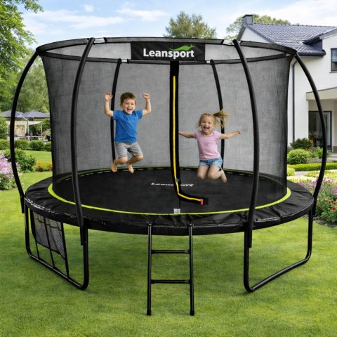 Trampolina Ogrodowa LEAN Z Siatką Wewnętrzną Czarno-Zielona 252CM 8FT LEAN Sport