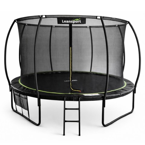 Trampolina Ogrodowa LEAN Z Siatką Wewnętrzną Czarno-Zielona 366CM 12FT LEAN Sport