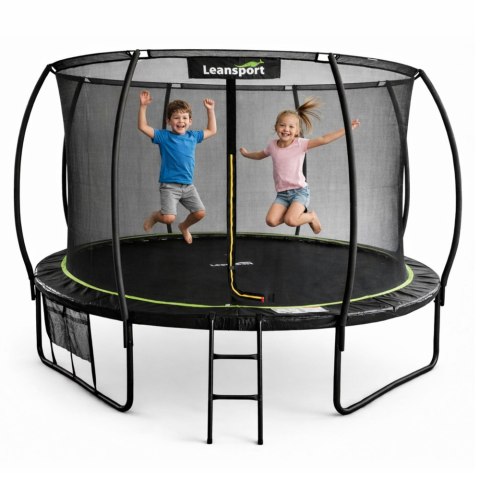 Trampolina Ogrodowa LEAN Z Siatką Wewnętrzną Czarno-Zielona 366CM 12FT LEAN Sport