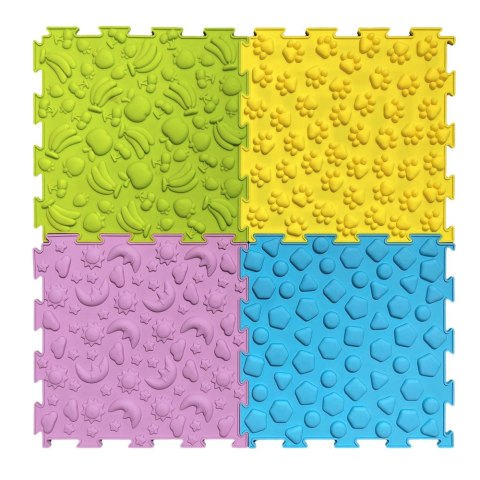 Ścieżka Sensoryczna Puzzle Kafelki Różne Struktury Kolory 24,5 cm 10 szt. LEAN Toys