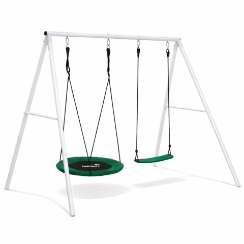 Huśtawka Ogrodowa Bocianie Gniazdo Siedzisko 2w1 Stelaż Biały 210x170 cm LEAN Sport