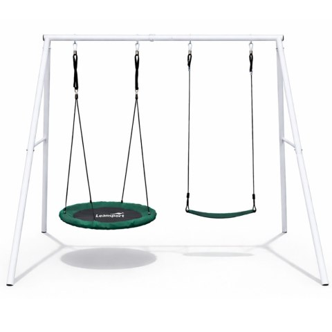 Huśtawka Ogrodowa Bocianie Gniazdo Siedzisko 2w1 Stelaż Biały 210x170 cm LEAN Sport