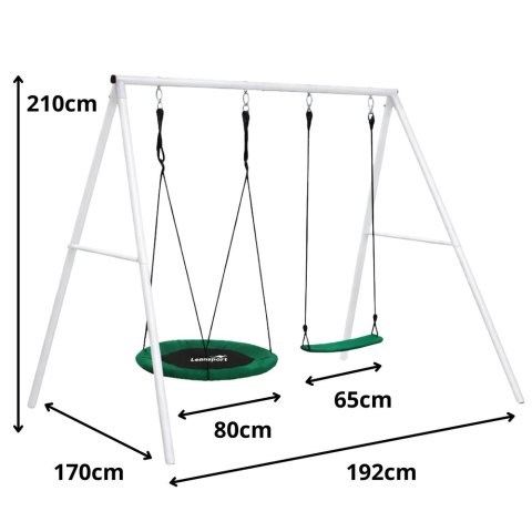 Huśtawka Ogrodowa Bocianie Gniazdo Siedzisko 2w1 Stelaż Biały 210x170 cm LEAN Sport